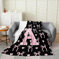 Black Pink Alphabet Flannel Blanket