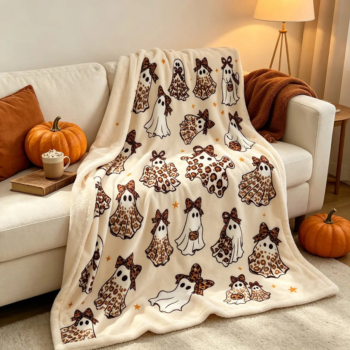 Halloween Cheetah Ghost Blanket