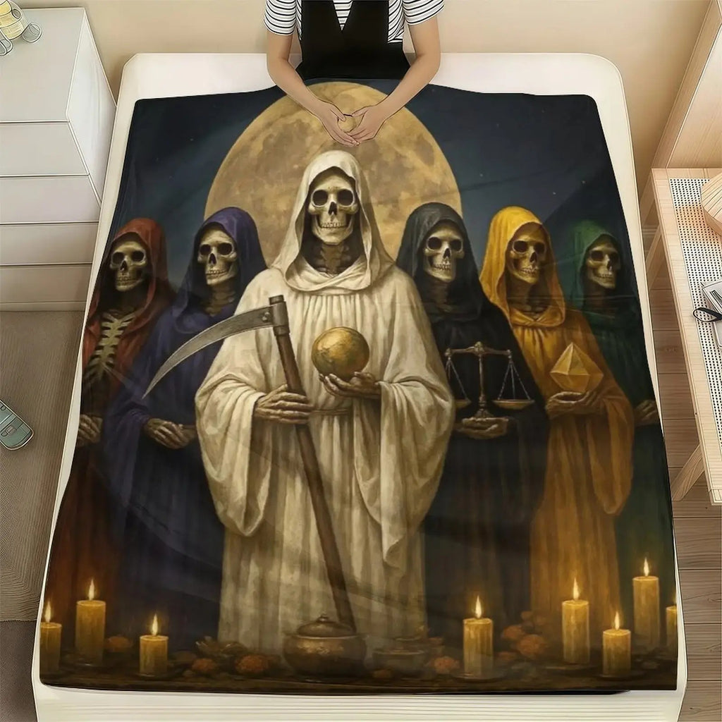 Santa Muerte Acceptance Of Fate Flannel Blanket