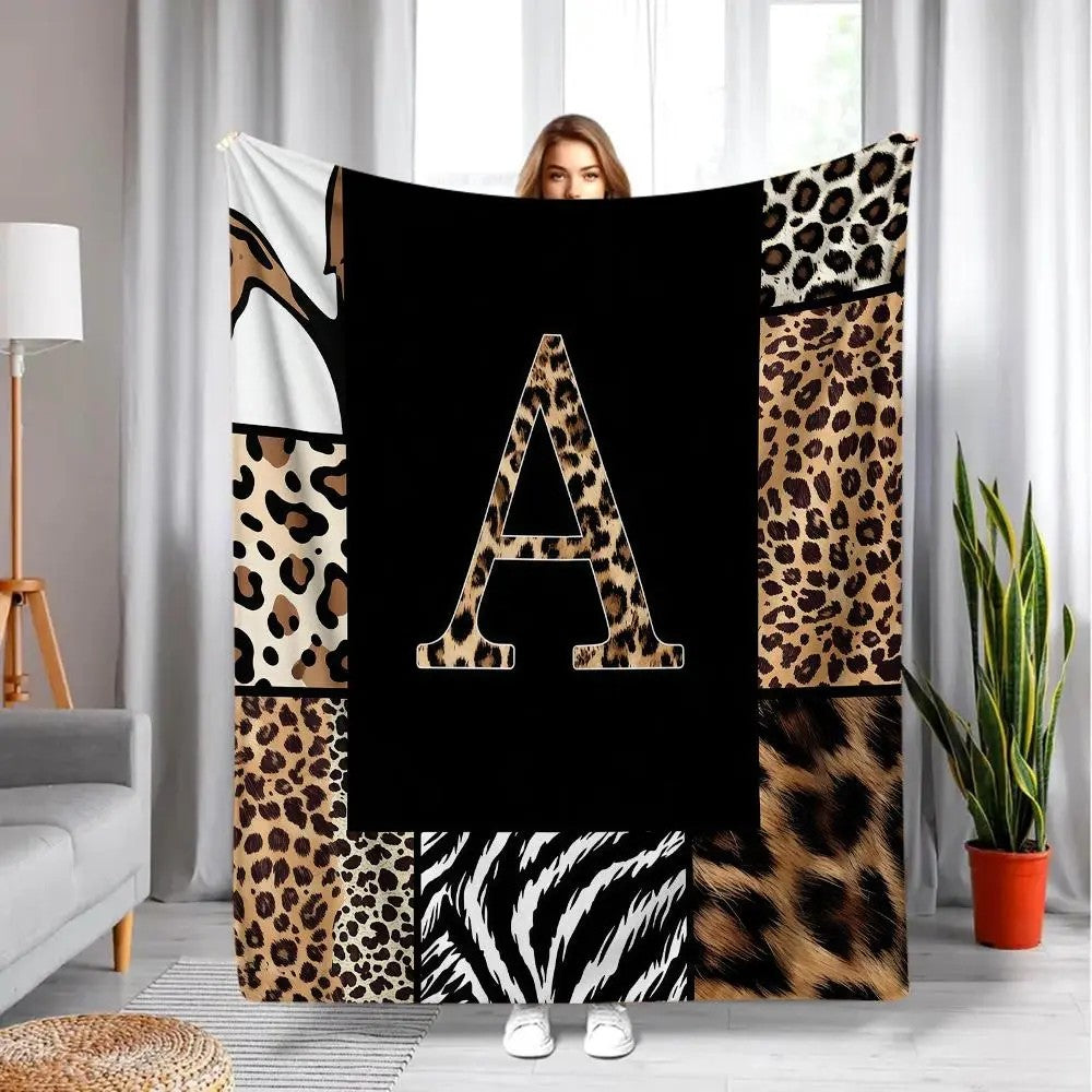 Leopard Alphabet Personalized Flannel Blanket