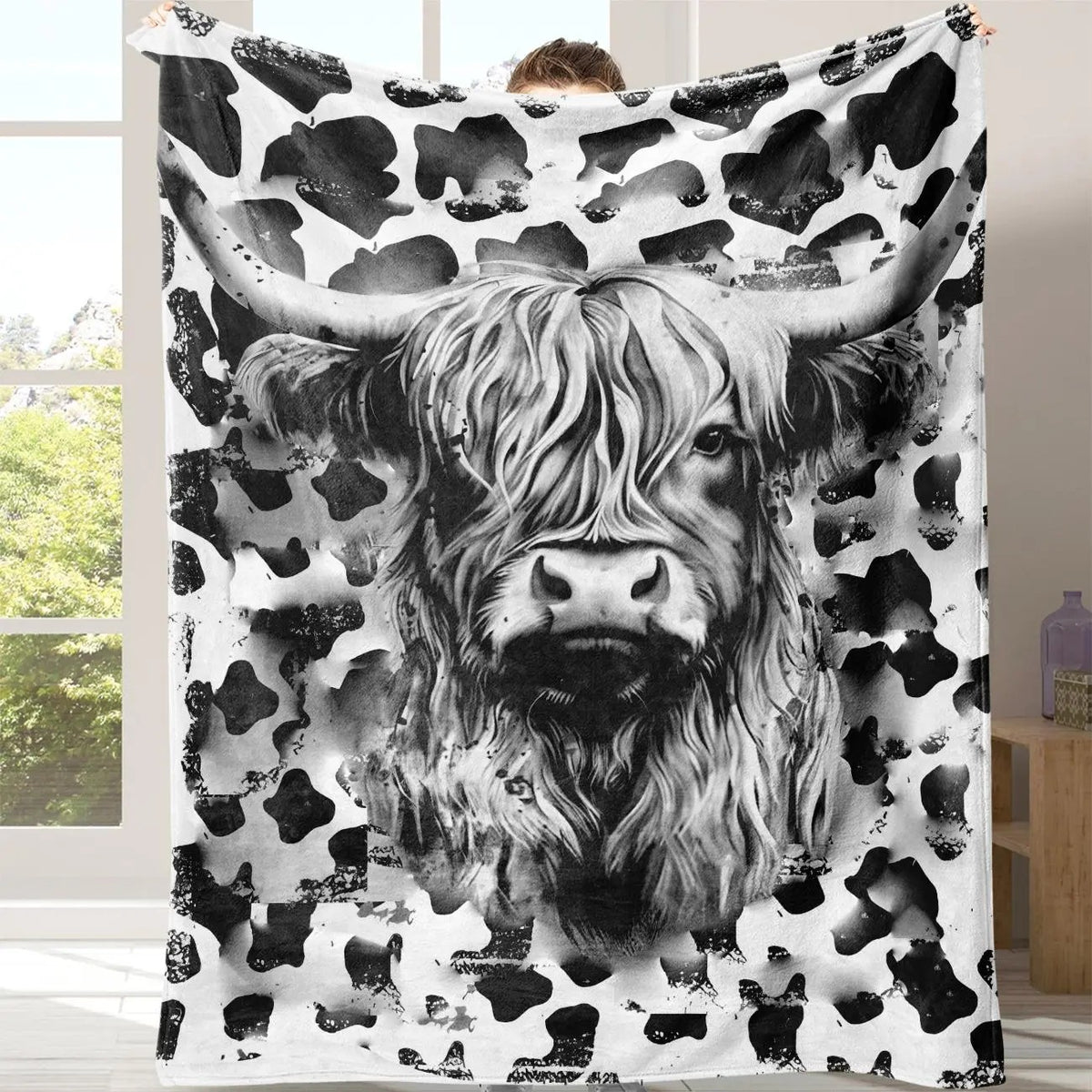 Cow Puzzle Pattern Flannel Blanket