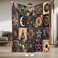 Classic Vintage Gothic Witch Quilted Flannel Throw Blanket