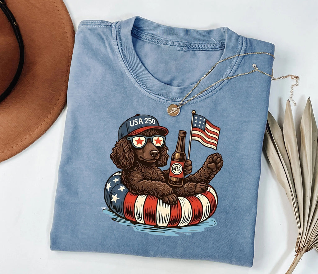 Funny Patriotic Dog USA 250 Independence Day 4th of July Graphic For Dog Lover T-Shirt/Sweatshirt/Hoodie