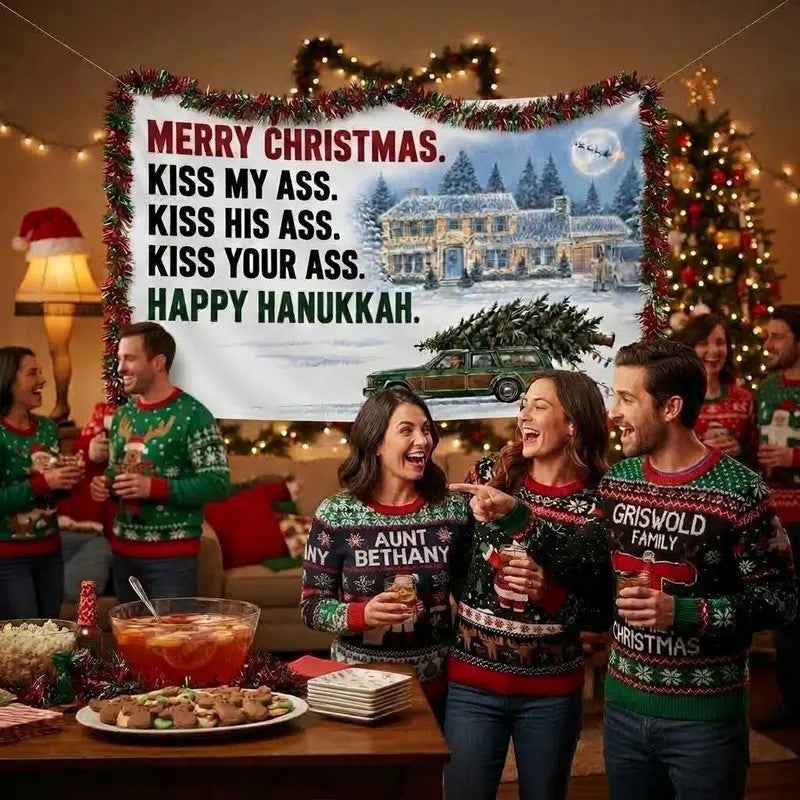 Merry Christmas Happy Hanukkah Holiday Holiday Part Quote Flag