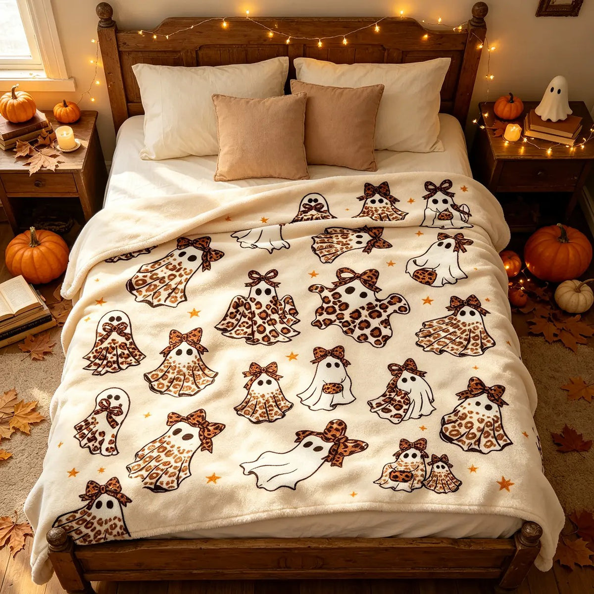 Halloween Cheetah Ghost Blanket