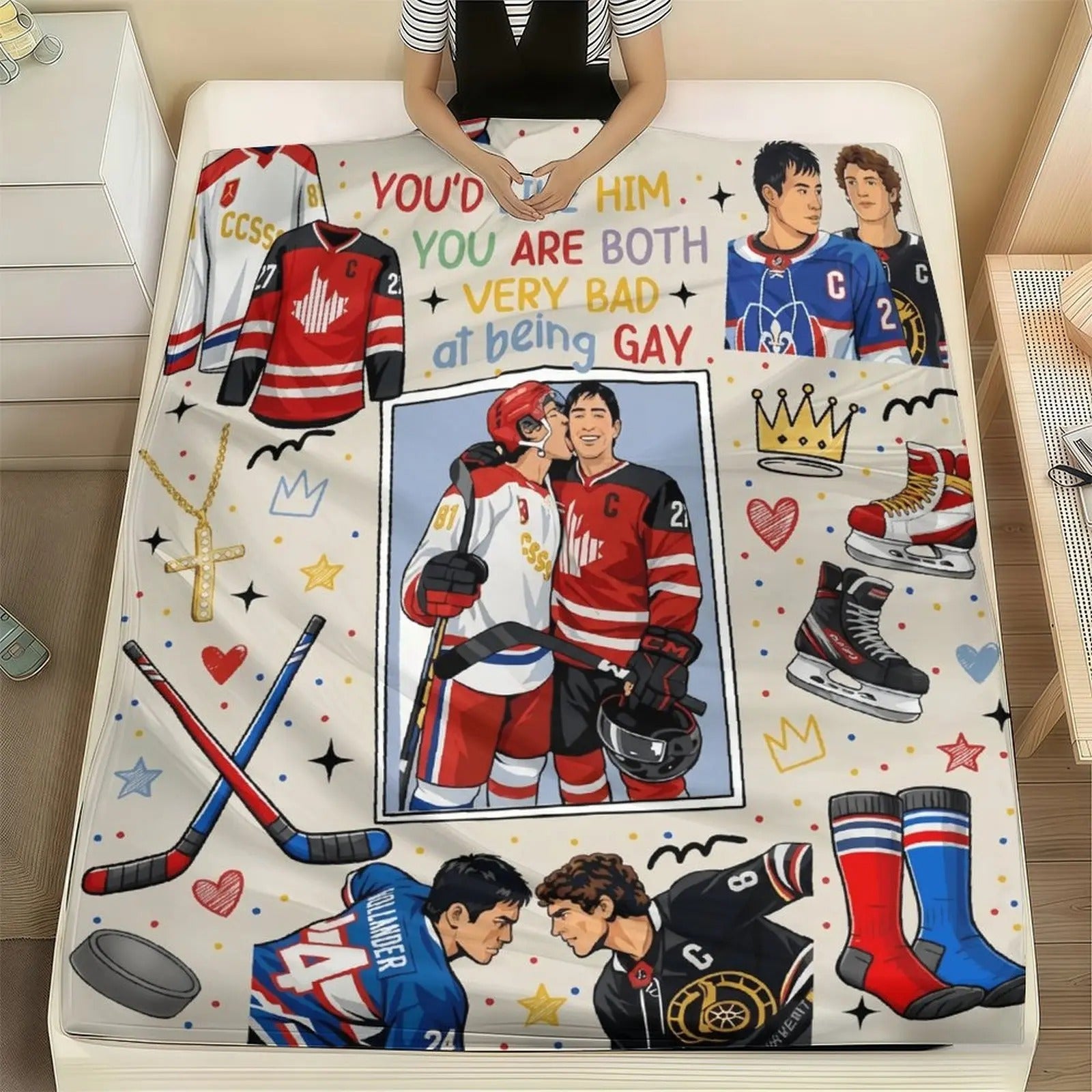 Hollanov Theme Heated Rivalry Characters Fleece Blanket