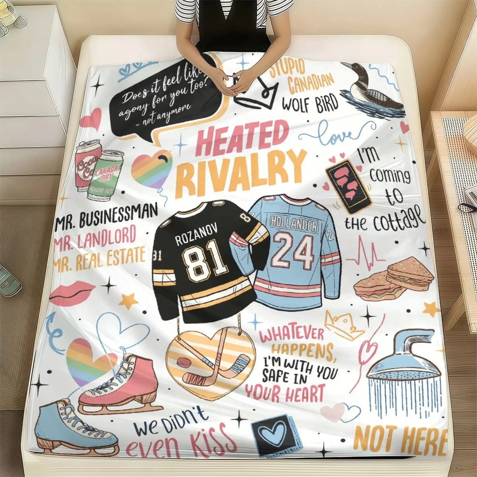 Hollanov Theme Heated Rivalry Characters Fleece Blanket