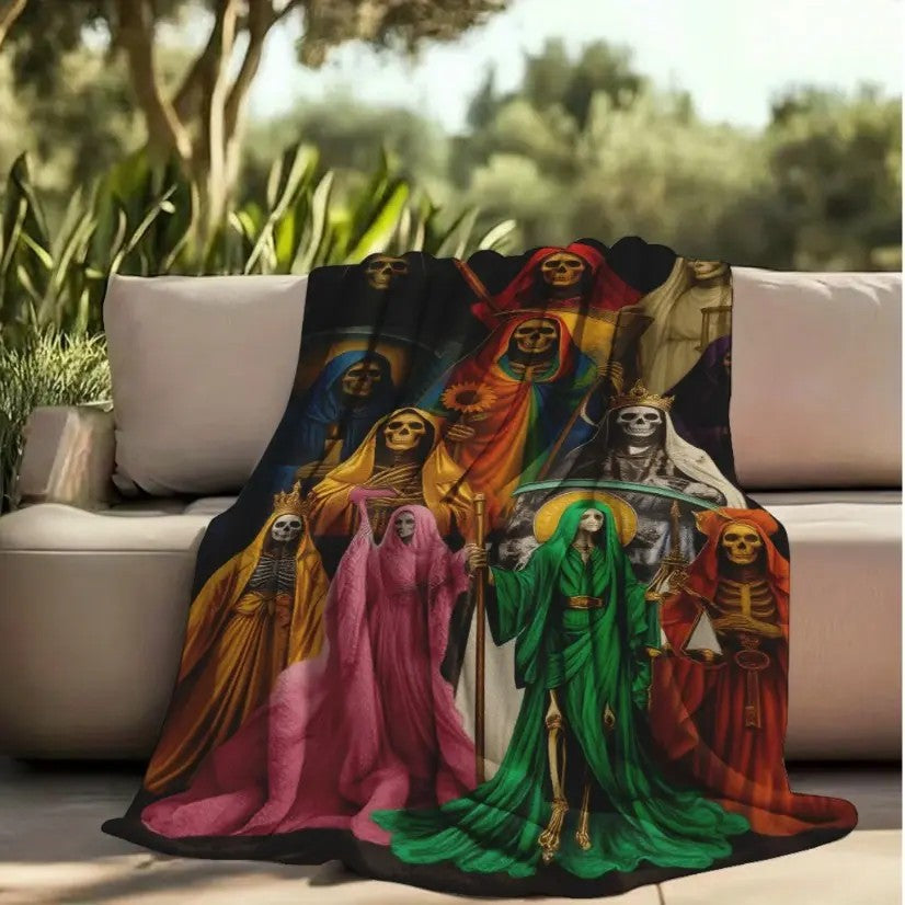 Santa Muerte Acceptance Of Fate Flannel Blanket