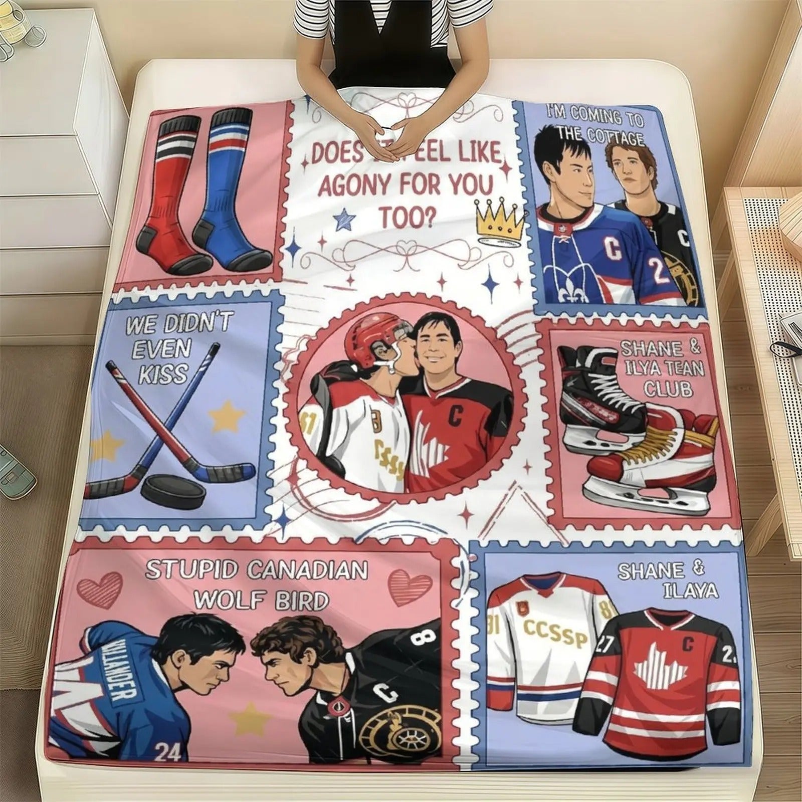 Hollanov Theme Heated Rivalry Characters Fleece Blanket