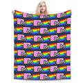 Rainbow Star Nyan Cat Pixel Flannel Blanket