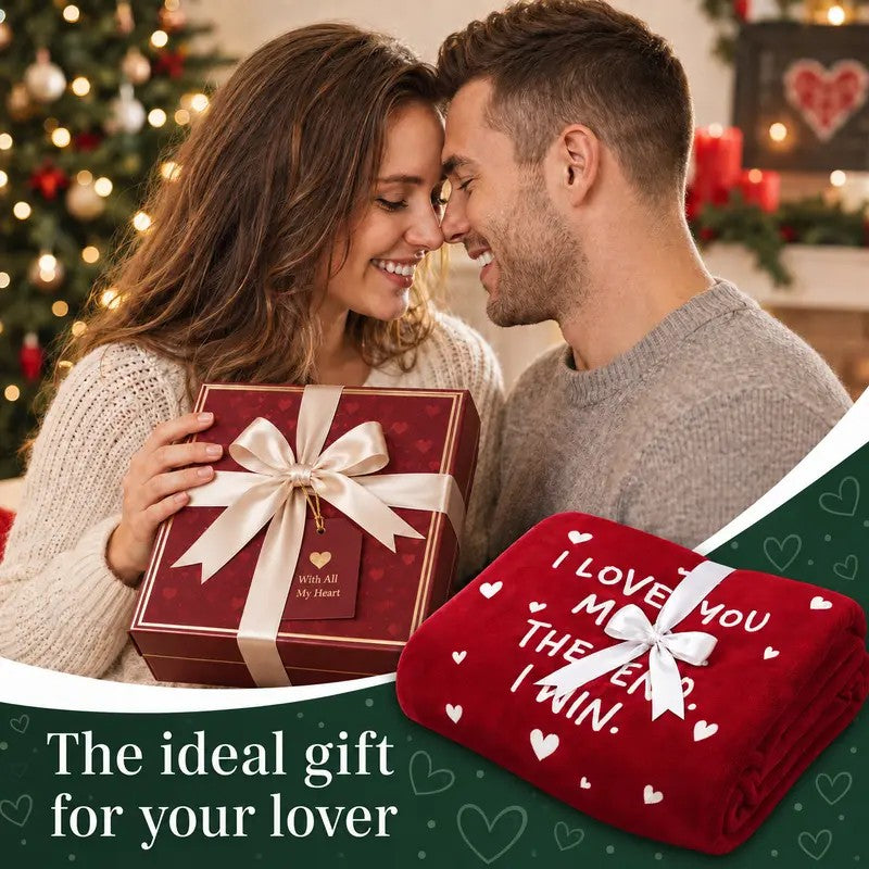 I Love You More The End I Win Romantic Love Quote Red Heart Print Flannel Blanket
