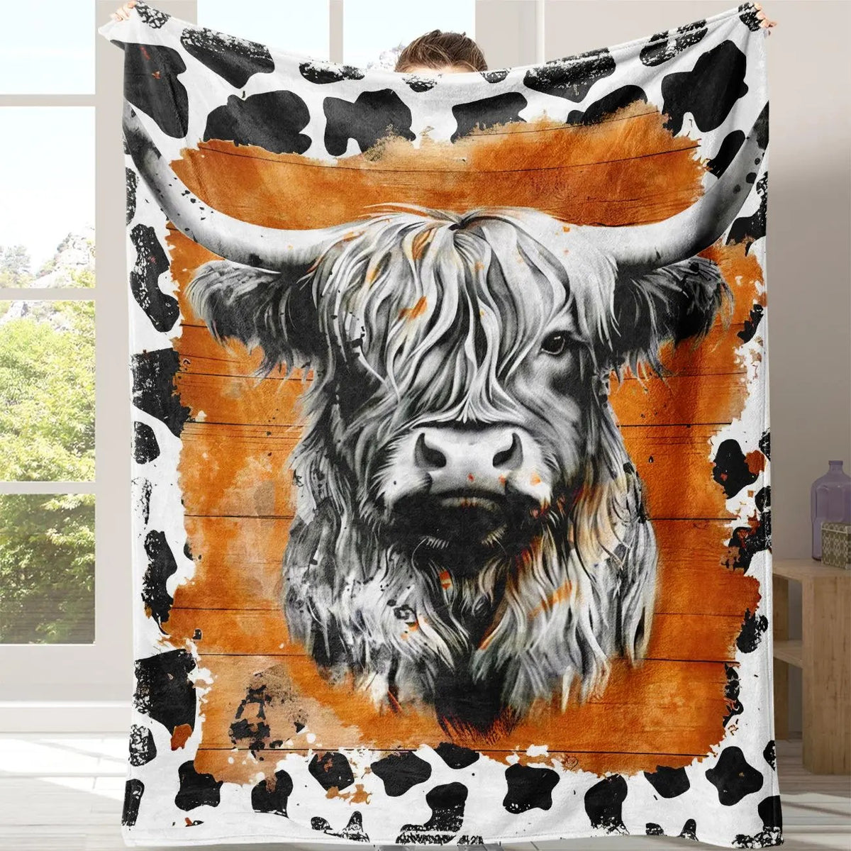 Cow Puzzle Pattern Flannel Blanket