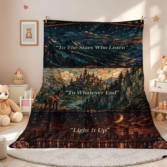 Dark Fantasy Landscape Collage Flannel Blanket