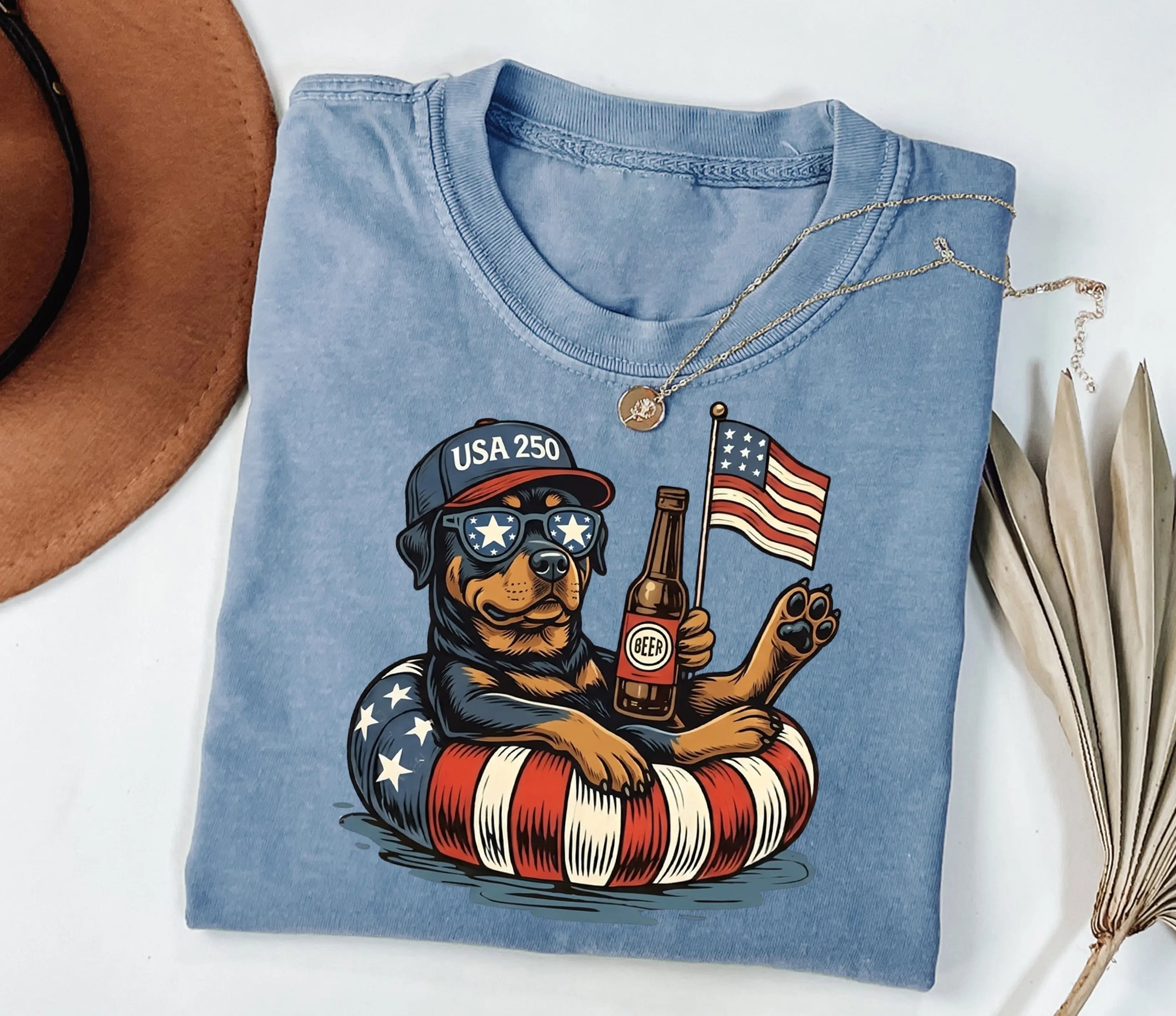 Funny Patriotic Dog USA 250 Independence Day 4th of July Graphic For Dog Lover T-Shirt/Sweatshirt/Hoodie
