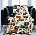 Super Soft Cute Dachshund Print 3D Flannel Throw Blanket