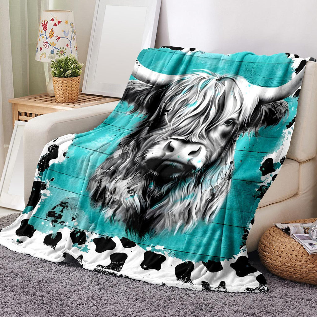 Cow Puzzle Pattern Flannel Blanket
