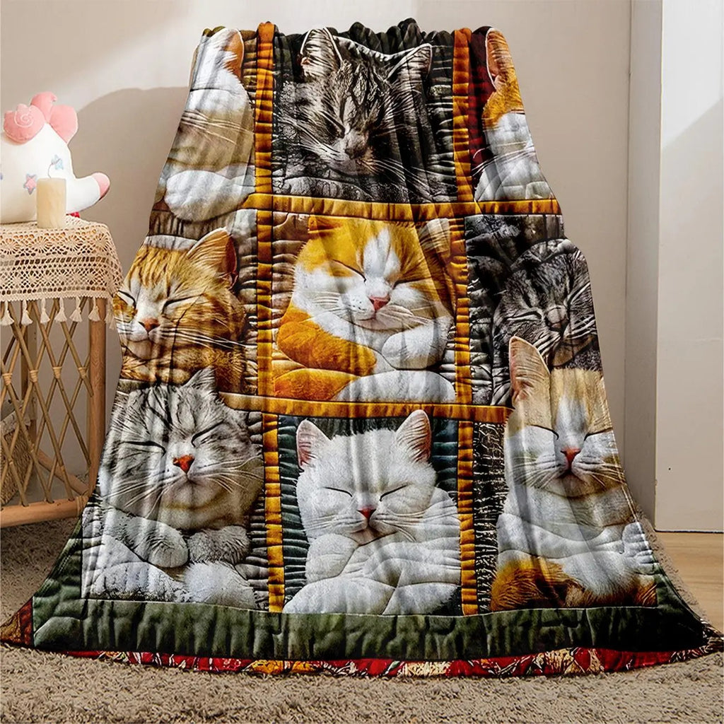 Cat Pattern Flannel Blanket