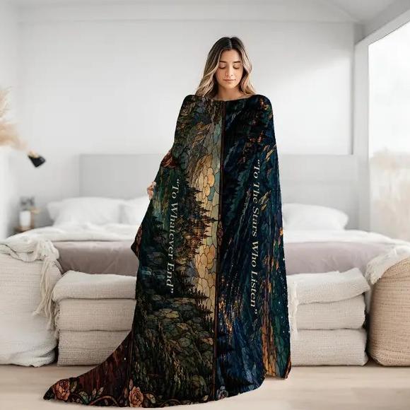 Dark Fantasy Landscape Collage Flannel Blanket