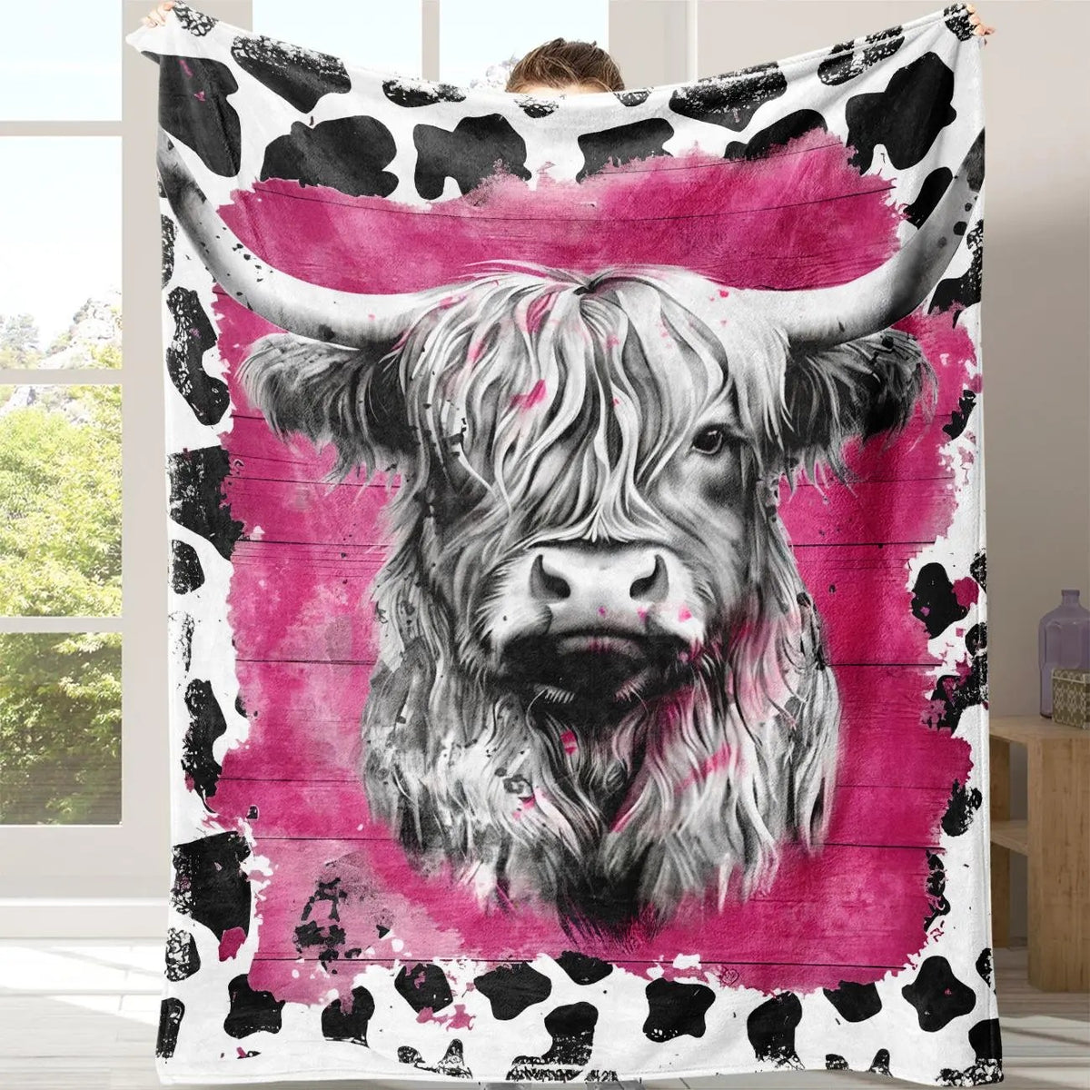 Cow Puzzle Pattern Flannel Blanket