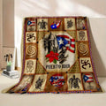 Puerto Rico Flag Cultural Patchwork Flannel Blanket