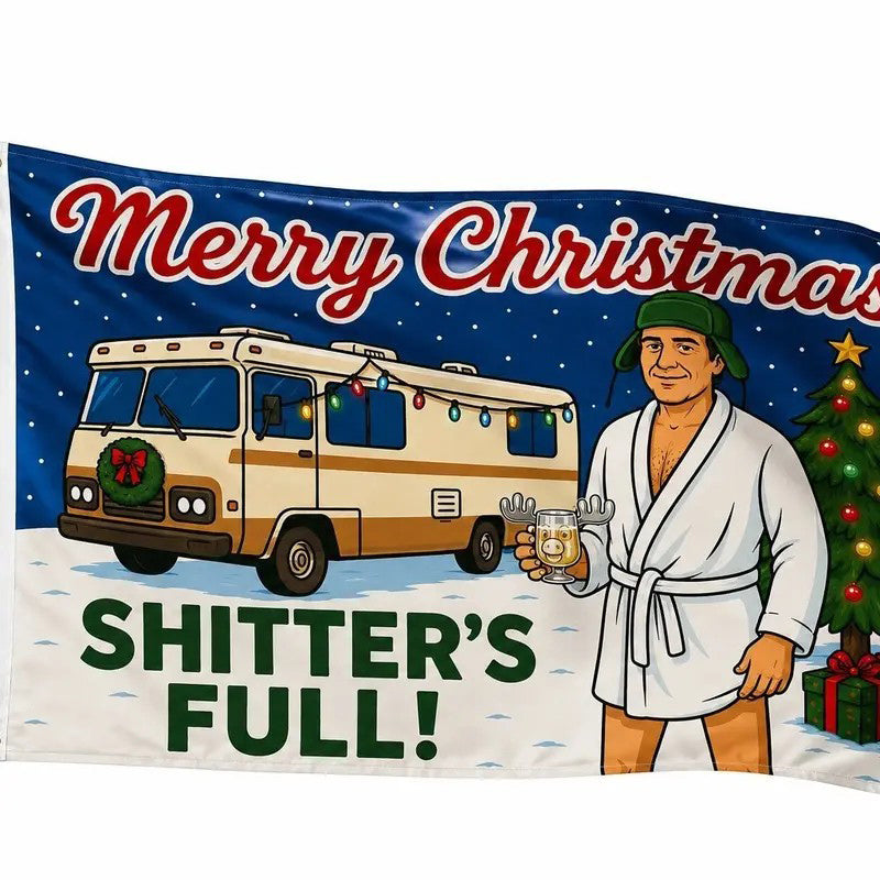 Funny Christmas RV Flag Vintage Holiday Camper Graphic Outdoor Garden Flag