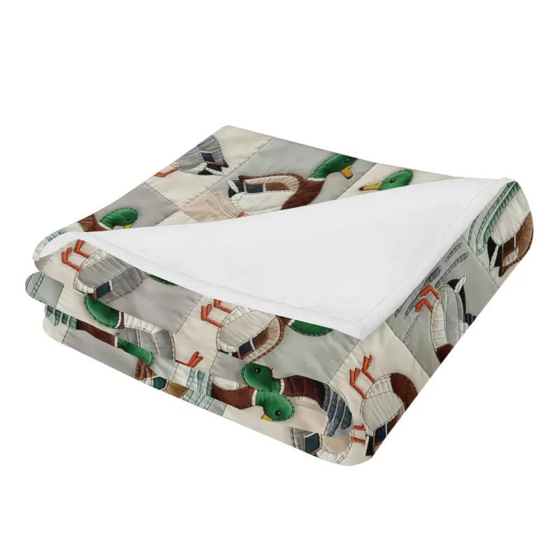 Vintage Mallard Duck Patchwork Flannel Blanket