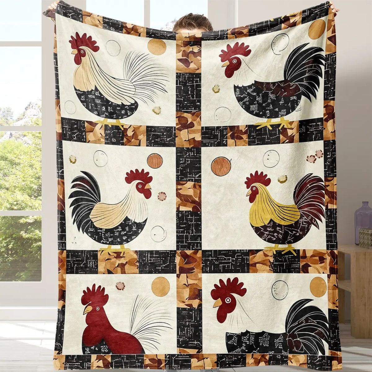 Cute Chicken Pattern Fleece Blanket