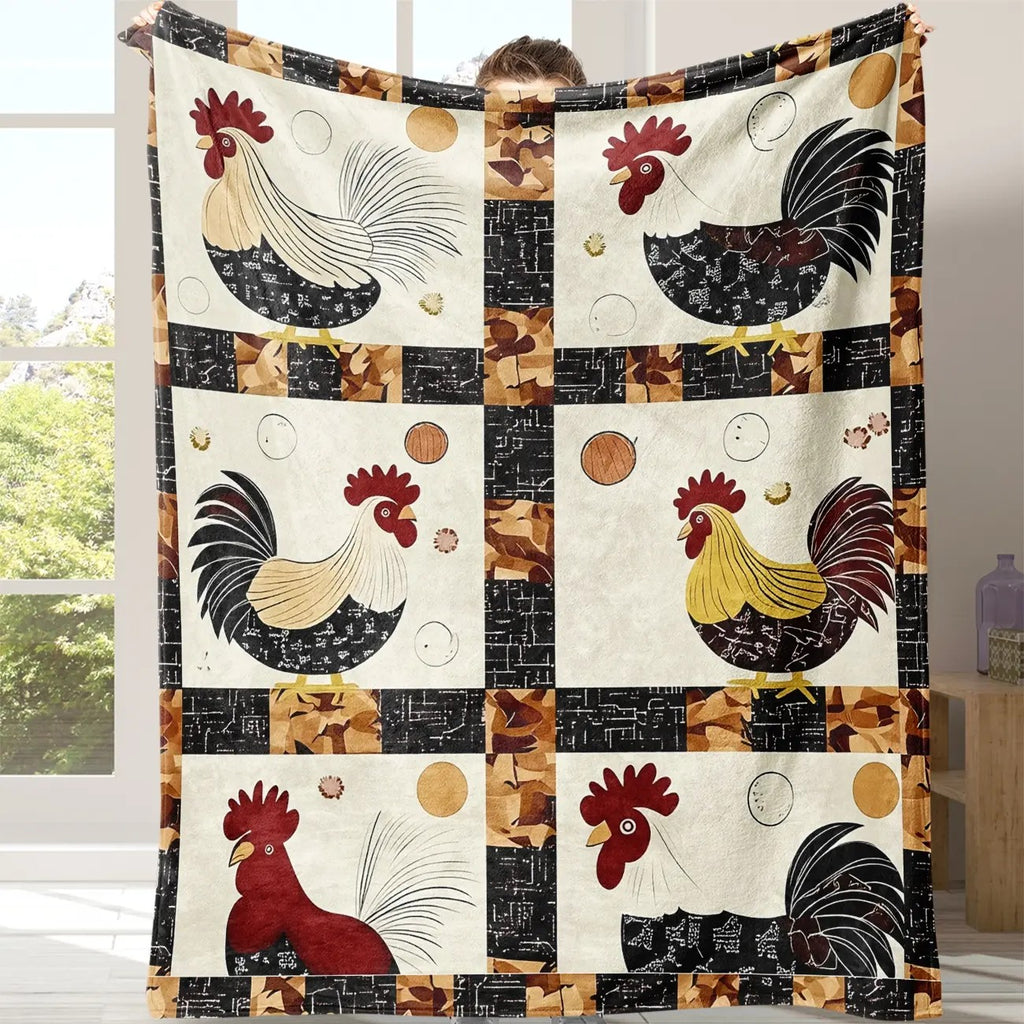 Cute Chicken Pattern Fleece Blanket