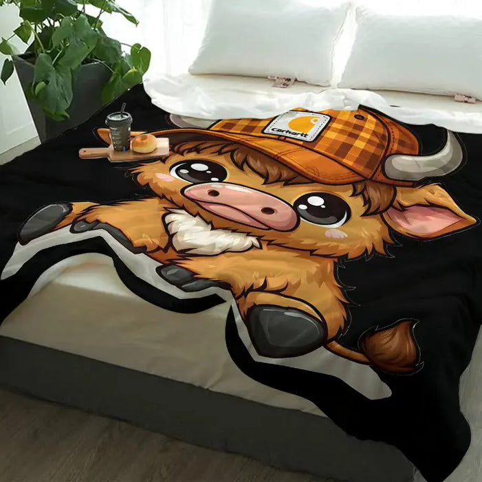 Cute Highland Cow Pattern Blanket