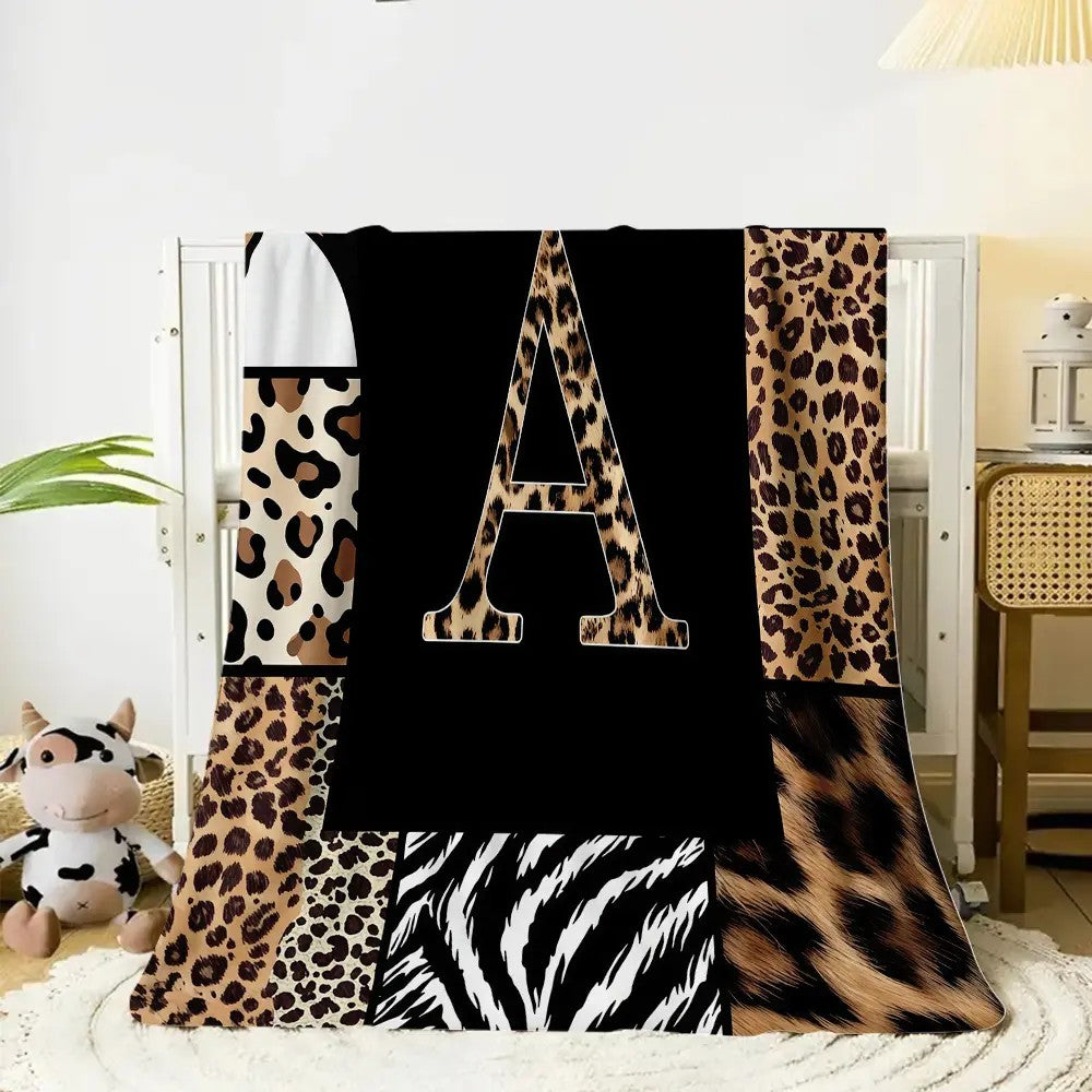 Leopard Alphabet Personalized Flannel Blanket