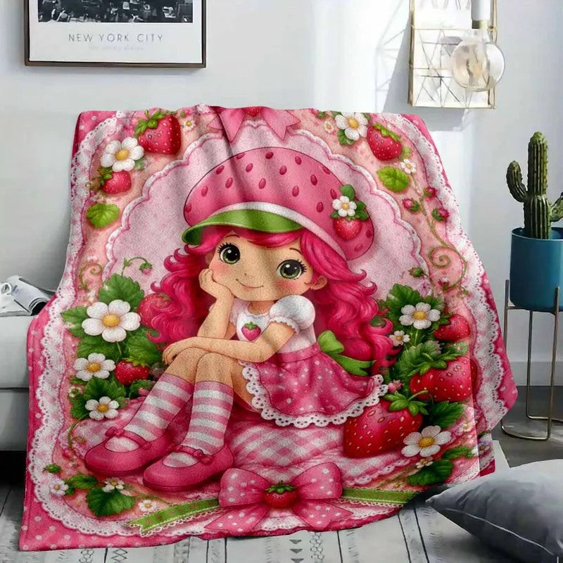 Kawaii Strawberry Princess Flannel Blanket