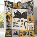 Whimsical Cartoon Paw Print Kitty Design Flannel Blanket