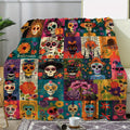 Day of the Dead Sugar Skull and Floral Blanket
