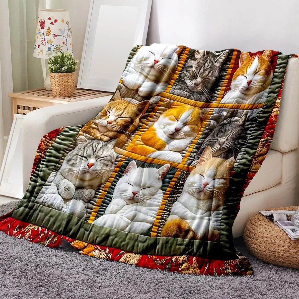 Cat Pattern Flannel Blanket