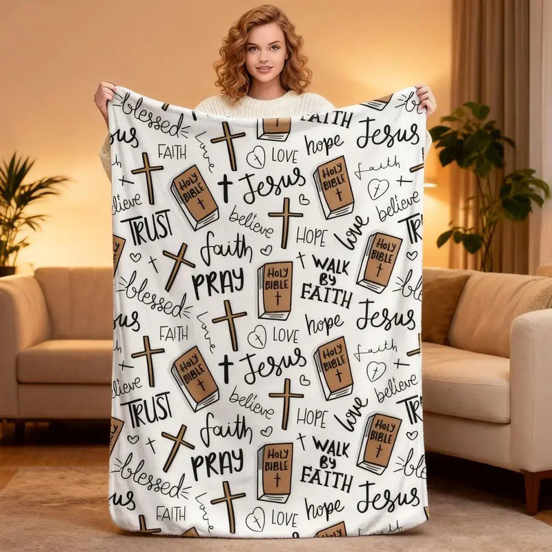 Faith Hope Love Jesus Soft Cozy Blanket