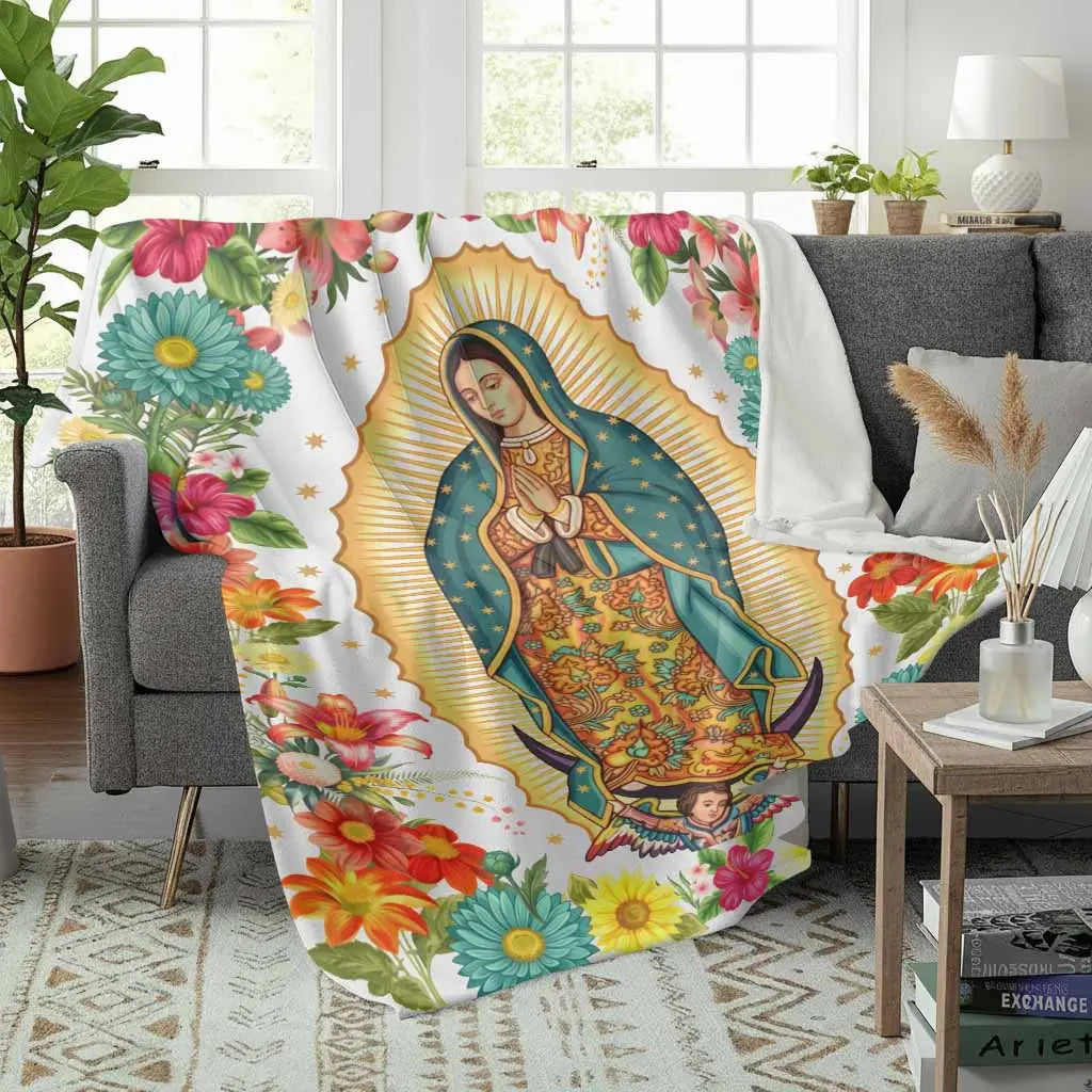 Virgin Mary Printed Flannel Blanket