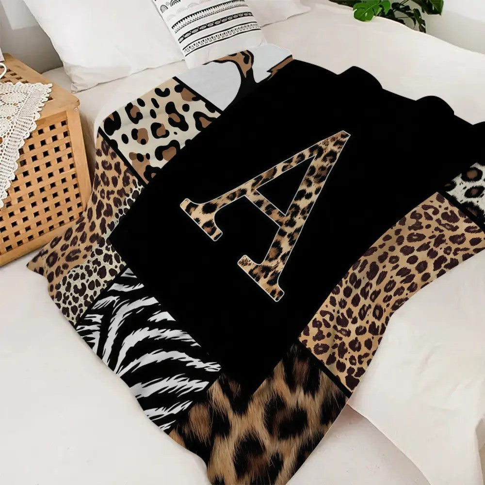Leopard Alphabet Personalized Flannel Blanket
