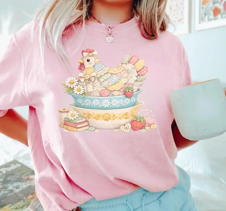 Patchwork Vintage Chicken Pyrex Inspired T-Shirt / Sweatshirt / Hoodie