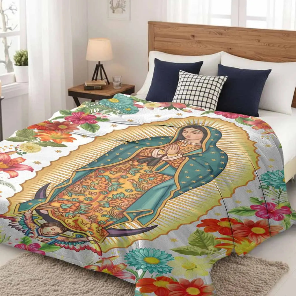 Virgin Mary Printed Flannel Blanket
