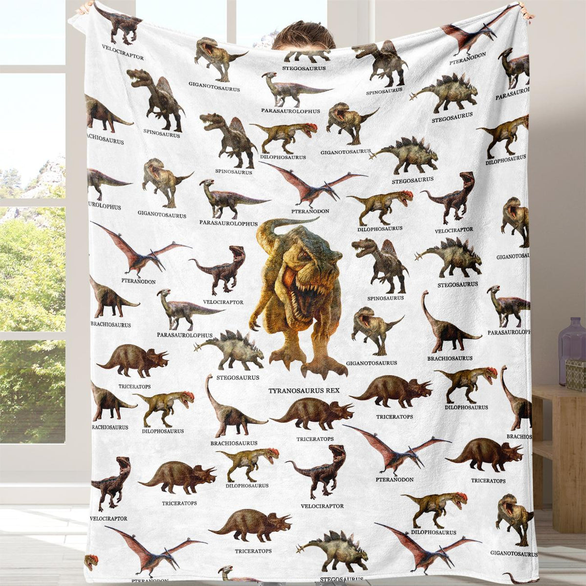 Dinosaur Print Cozy Flannel Printed Blanket