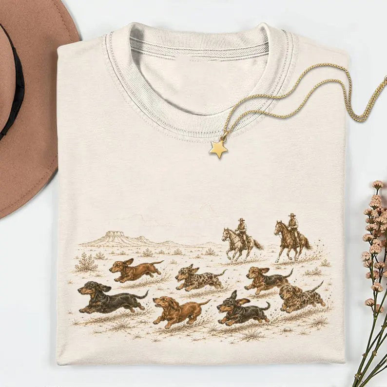 Vintage Dachshund Western Cowboy Wiener Dog T-Shirt / Sweatshirt / Hoodie