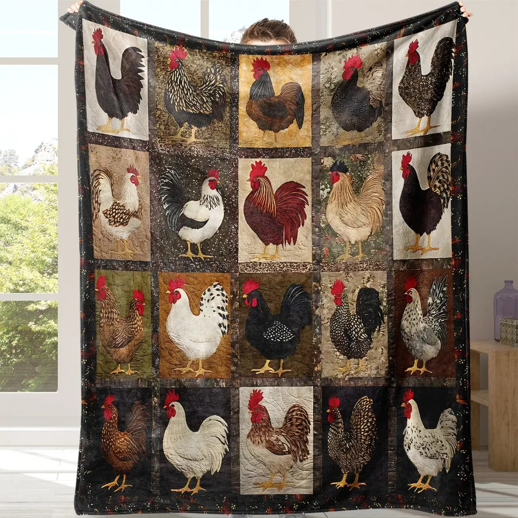 Cute Chicken Pattern Fleece Blanket