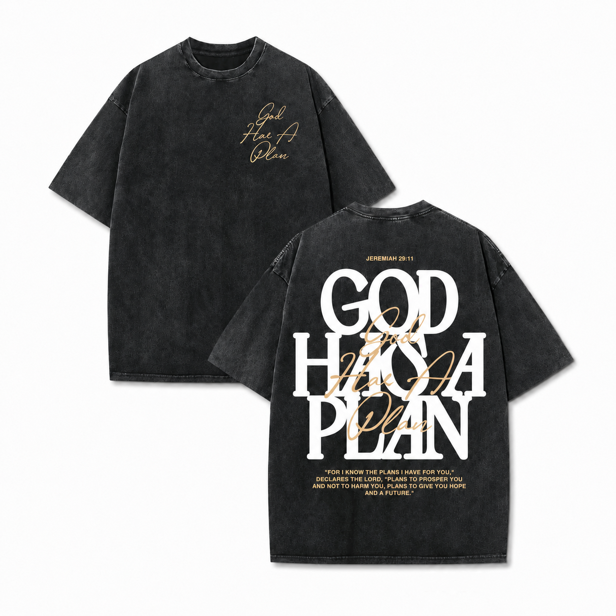 Vintage Acid Wash God Has a Plan Top - Heavyweight Cotton DTG Printed Oversized T-Shirt & Tank Top