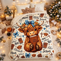 Cute Highland Cow Christian Fleece Throw Blanket