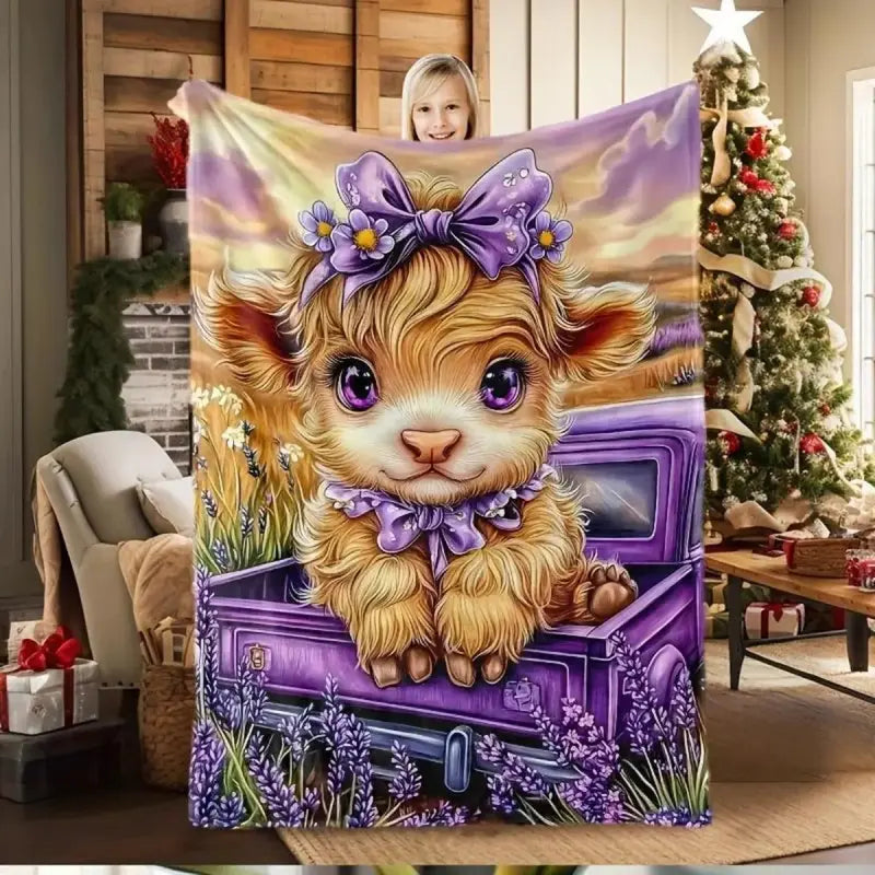 Purple Highland Cow Truck Blanket