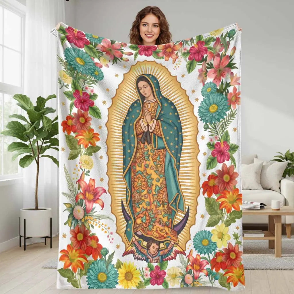Virgin Mary Printed Flannel Blanket