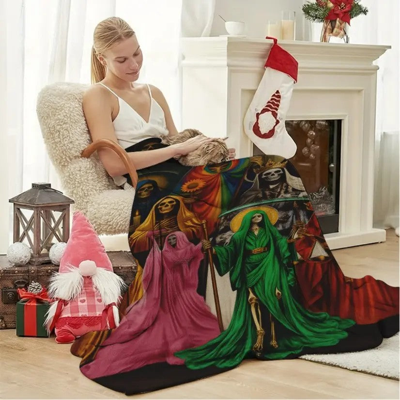 Santa Muerte Acceptance Of Fate Flannel Blanket
