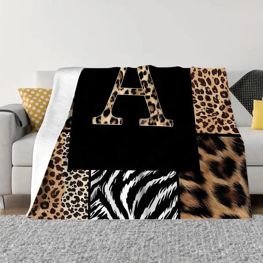 Leopard Alphabet Personalized Flannel Blanket