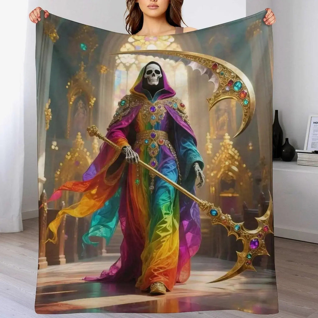 Santa Muerte Acceptance Of Fate Flannel Blanket
