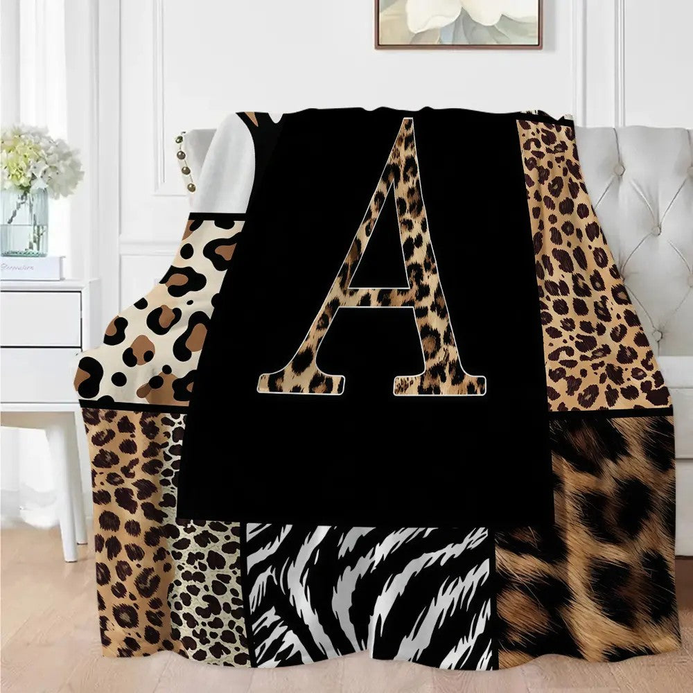 Leopard Alphabet Personalized Flannel Blanket